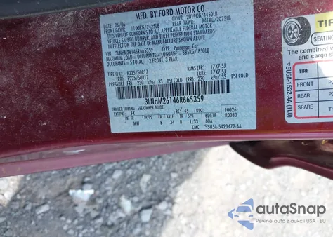 2006 Lincoln Zephyr из США, поврежденный, VIN 3LNHM26146R665359